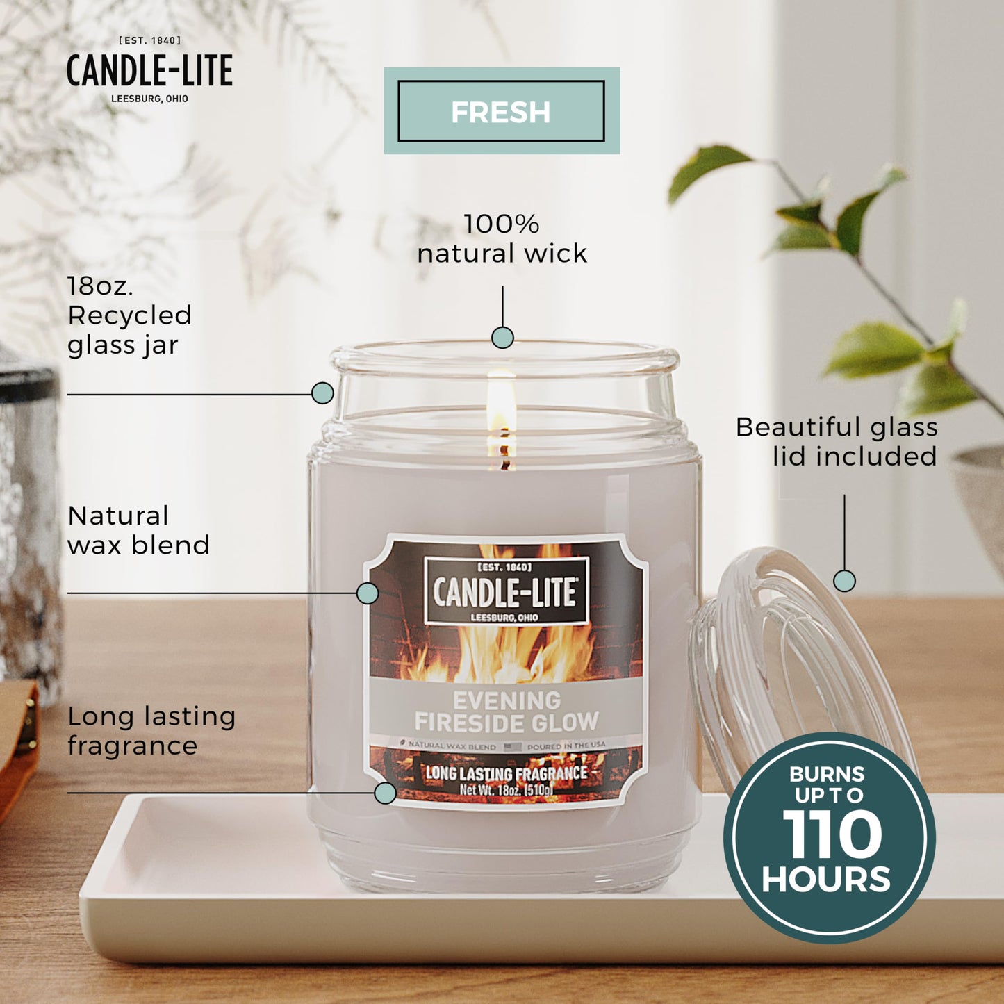 Candle-lite Scented Candles, Creamy Vanilla Swirl, 18 oz Jar, Proudly Poured in The USA, Aromatherapy Candle, Single-Wick with 110 Hours of Burn Time, Perfect for Creating a Relaxing Ambiance