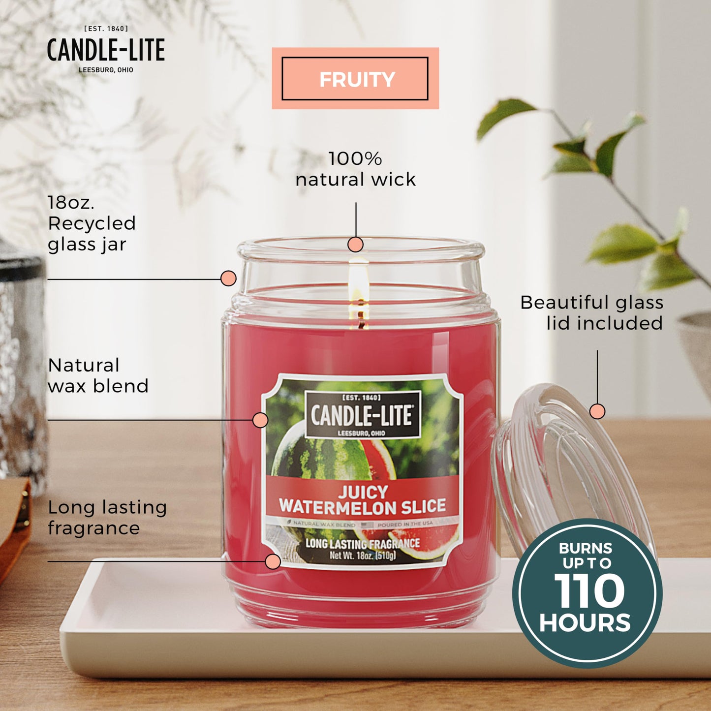 Candle-lite Scented Candles, Creamy Vanilla Swirl, 18 oz Jar, Proudly Poured in The USA, Aromatherapy Candle, Single-Wick with 110 Hours of Burn Time, Perfect for Creating a Relaxing Ambiance