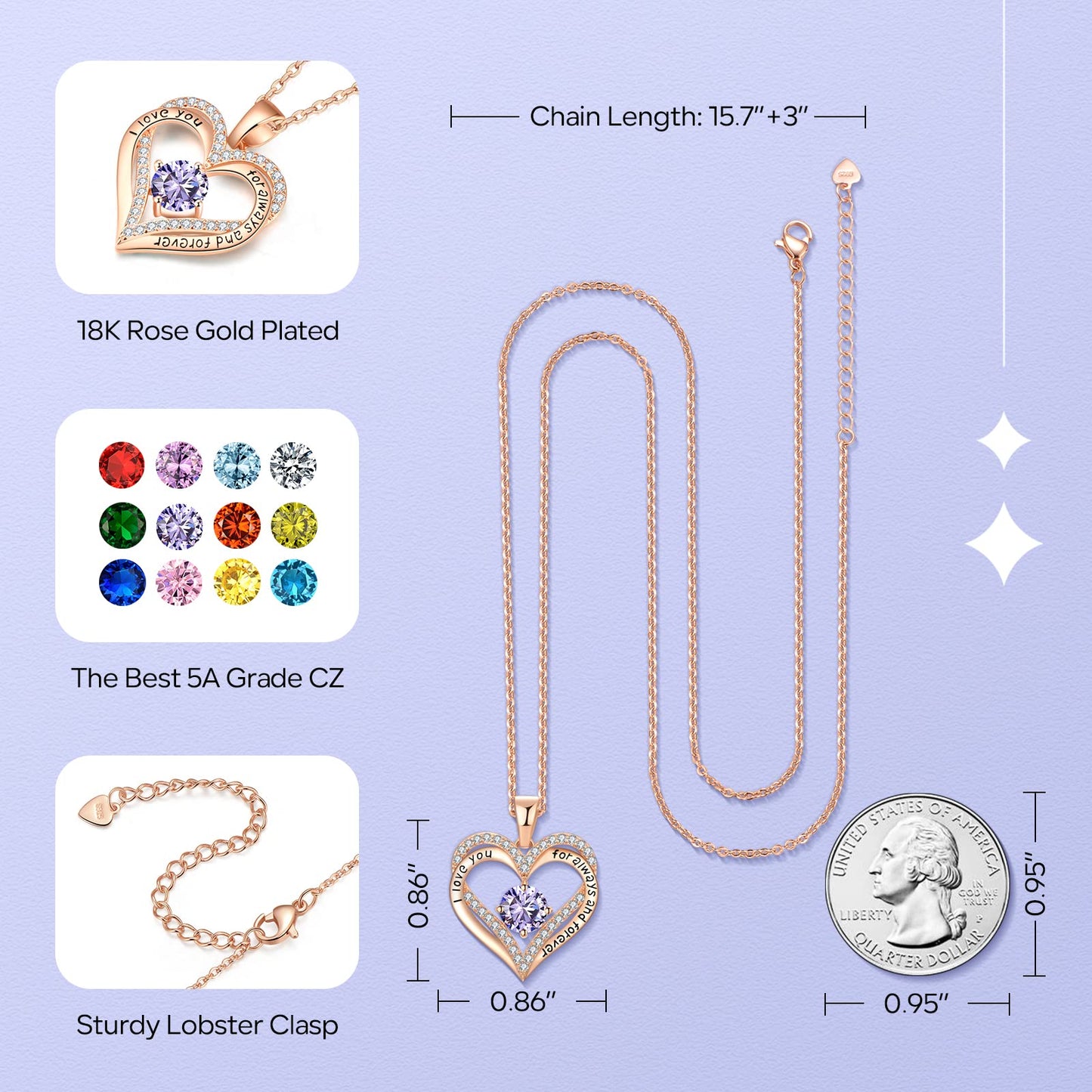 18K Rose Gold Necklaces for Women Birthday Gifts for Women Jewelry for Women Birthday Gifts for Wife Girlfriend Daughter Wife Birthday Gifts for Anniversary Mothers Day Christmas Valentines Gifts