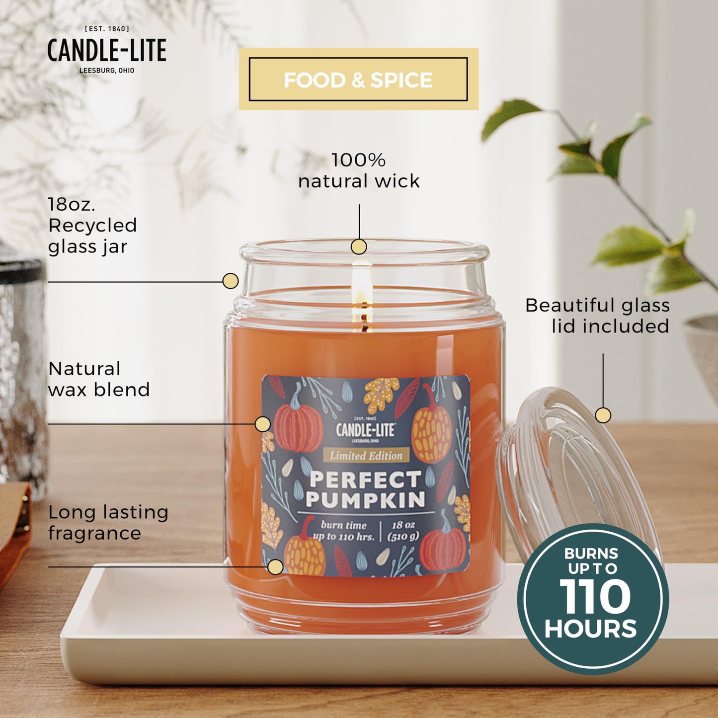 Candle-lite Scented Candles, Creamy Vanilla Swirl, 18 oz Jar, Proudly Poured in The USA, Aromatherapy Candle, Single-Wick with 110 Hours of Burn Time, Perfect for Creating a Relaxing Ambiance