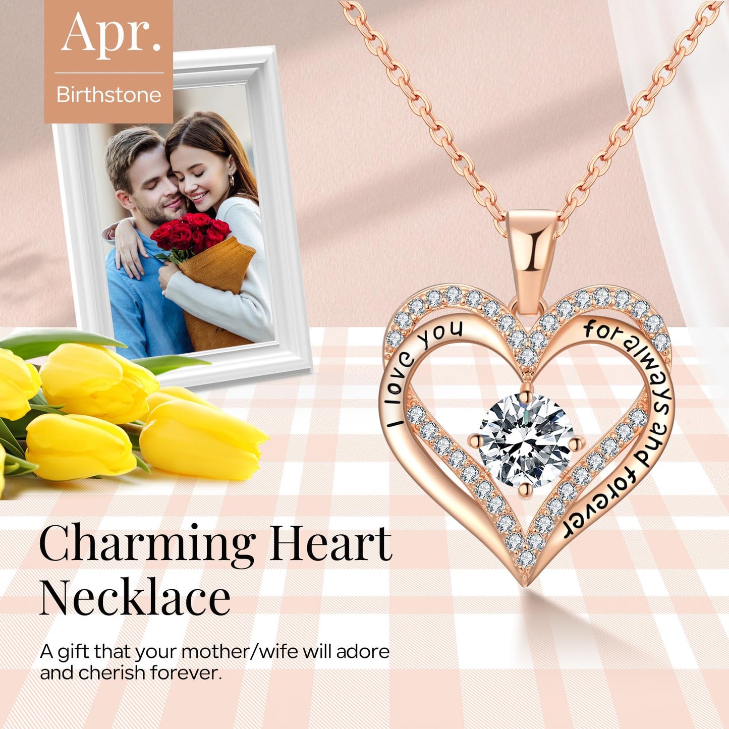 18K Rose Gold Necklaces for Women Birthday Gifts for Women Jewelry for Women Birthday Gifts for Wife Girlfriend Daughter Wife Birthday Gifts for Anniversary Mothers Day Christmas Valentines Gifts