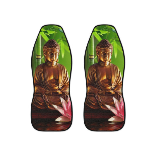 Zen Buddha Car Seat Covers with Floral Design - Spiritual Automotive Decor